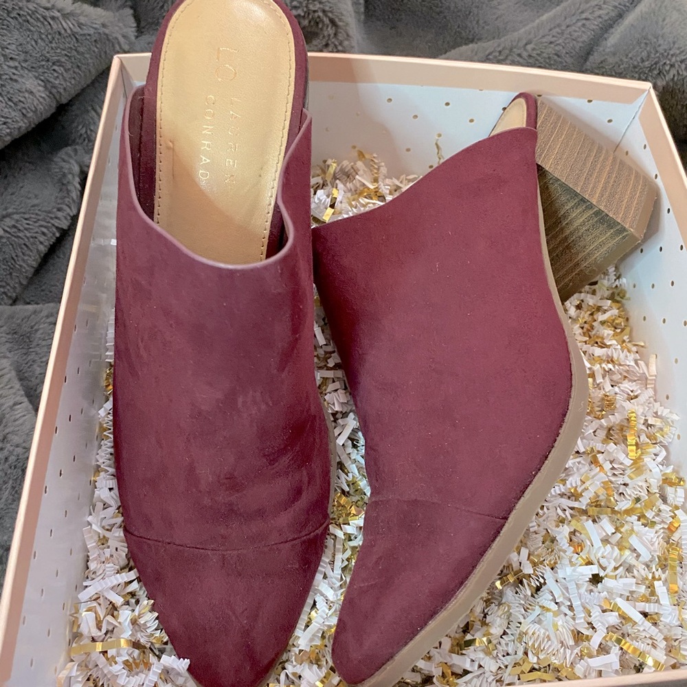Lauren Conrad Wine Colored Mule Pumps